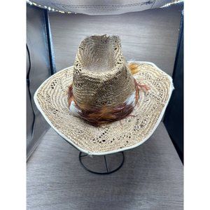 Vintage Western cowboy hat Levi Strauss Straw Medium Feathers